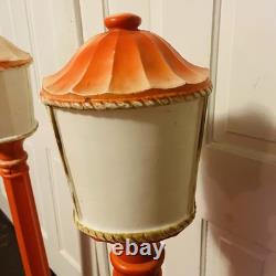 Pair Vintage Empire 48 Lighted Christmas Blow Mold Lamp Post Lanterns Works