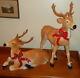 Pair Of Blow Mold Reindeer Deer Standing Laying Led Christmas 27 Small Light Up