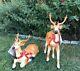 Pair Of Blow Mold Reindeer Deer Standing & Laying Led Christmas Light Up 27