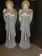 Pair Of Vintage Tpi Christmas Angels With Trumpets Blow Molds Lighted