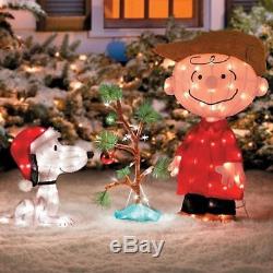 Peanuts Christmas Decorations LED Lighted Charlie Brown Snoopy Tree Outdoor Yard
