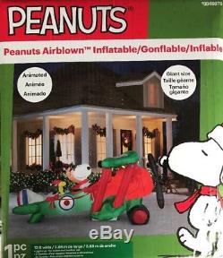 Peanuts Inflatable Christmas Snoopy In Plane Animated Red Baron 12 Woodstock