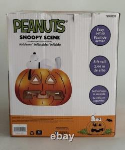 Peanuts Snoopy on Pumpkin Airblown Inflatable 8FT Light Up Halloween Yard Decor
