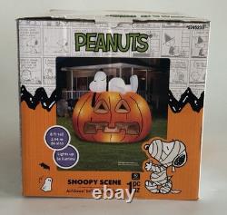 Peanuts Snoopy on Pumpkin Airblown Inflatable 8FT Light Up Halloween Yard Decor