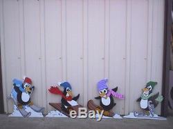 Penguins Playing in Snow 4 pc Christmas Yard Art Decor