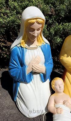 Poloron Blow Mold Christmas Nativity 26 Mary & Joseph + 18 Baby Jesus ONE CORD