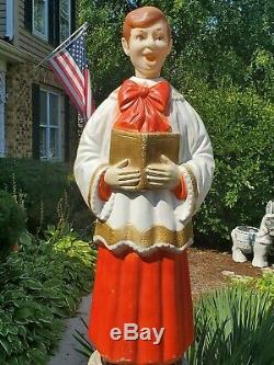 Poloron Caroler Boy Choir Church Christmas Vtg Blow Mold Yard Decor 48 BIG