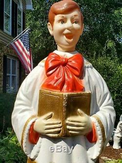 Poloron Caroler Boy Choir Church Christmas Vtg Blow Mold Yard Decor 48 BIG