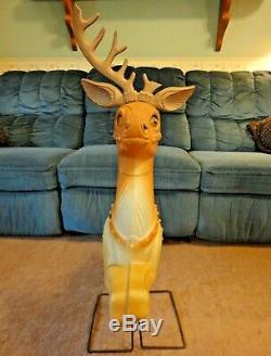 Poloron Reindeer Deer Christmas Blow Mold Light Yard Decor Vtg Santa Sleigh 34