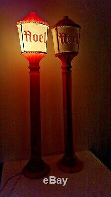 Poloron VINTAGE Christmas Noel Lamp Post Lantern, Blow Mold, Light up Yard Decor
