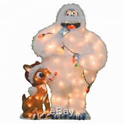 Pre-Lit Rudolph & Bumble Christmas Yard Decoration Fun & Festive Statue With 80LED