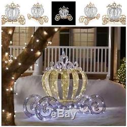 Pre-Lit Twinkling Fairytale Carriage 5 Ft Christmas Outdoor Yard Decor Sculpture