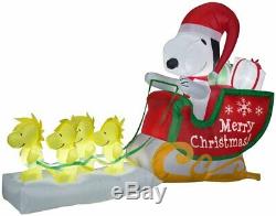 Pre-order-christmas 8 Ft Santa Snoopy Woodstock Sleigh Sled Airblown Inflatable