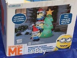RARE 2017 Gemmy 6' Lighted Minions Tree Christmas Airblown Inflatable Blow-up