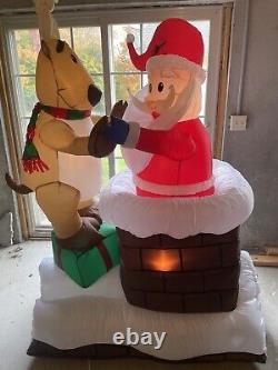 RARE 6 Ft Reindeer Helping Santa Animated Airblown Christmas Inflatable gemmy