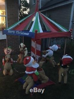 RARE 7' Ft. Animated Christmas Carousel withreindeer Huge Life size Yard/Outdoor
