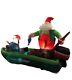 Rare Christmas Santa And Elf Fishing Boat Inflatable Airblown Blow Up #2205