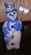 Rare Christmas Blue Silver Snowman With Shovel Blow Mold Light Up Lawn Decoration