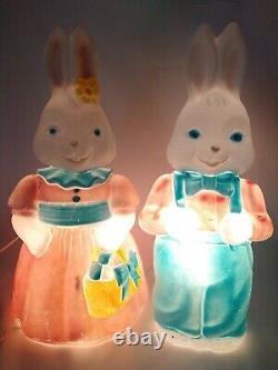 RARE Empire Blow Mold Easter Bunny Set Mr. Mrs. Rabbit lot