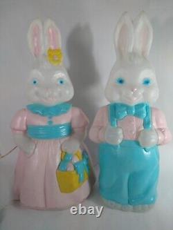 RARE Empire Blow Mold Easter Bunny Set Mr. Mrs. Rabbit lot