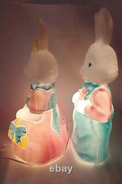 RARE Empire Blow Mold Easter Bunny Set Mr. Mrs. Rabbit lot