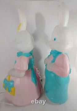 RARE Empire Blow Mold Easter Bunny Set Mr. Mrs. Rabbit lot