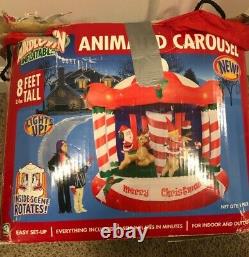 RARE Gemmy Air Blown Inflatable Animated Carousel Lights Up Rotates 8 feet