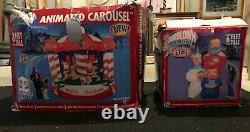 RARE Gemmy Air Blown Inflatable Animated Carousel & Wise Men Inflatable