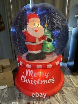 RARE Gemmy Airblown Inflatable 5.5ft Snow Globe Merry Christmas Animated Santa