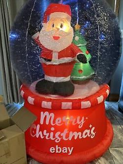 RARE Gemmy Airblown Inflatable 5.5ft Snow Globe Merry Christmas Animated Santa