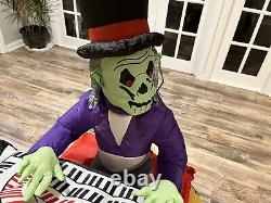 RARE Gemmy Halloween Airblown Inflatable Organ With Zombie Player Animated