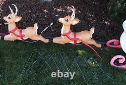 RARE Giant Grand Venture Santa Claus Sleigh 3 Reindeer Christmas Blow Mold Light