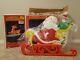 Rare Giant Grand Venture Santa Claus Sleigh Reindeer Christmas Blow Mold Light