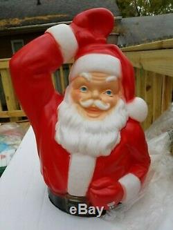 RARE Giant Santa Claus Sleigh Reindeer Noel Christmas Blow Mold Light Illuminate