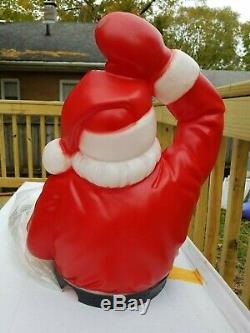 RARE Giant Santa Claus Sleigh Reindeer Noel Christmas Blow Mold Light Illuminate