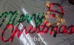 RARE MR Christmas Light Sculpture Merry Christmas With Santa Face Vintage 48