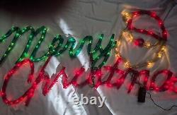 RARE MR Christmas Light Sculpture Merry Christmas With Santa Face Vintage 48