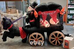 RARE Mr. Halloween Inflatable Skeleton withHorse Drawn Carriage Hearse 8' Lights