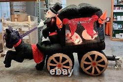 RARE Mr. Halloween Inflatable Skeleton withHorse Drawn Carriage Hearse 8' Lights