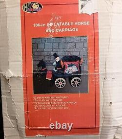 RARE Mr. Halloween Inflatable Skeleton withHorse Drawn Carriage Hearse 8' Lights