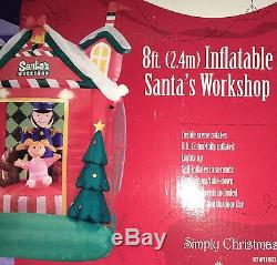 RARE! NIB 8' Gemmy Airblown Inflatable Santa's Workshop Animated/rotating