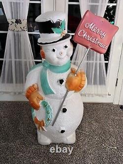 RARE Poloron Snowman Blow Mold with shovel