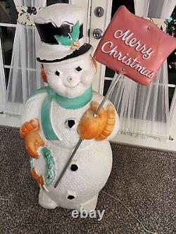 RARE Poloron Snowman Blow Mold with shovel