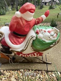 RARE VTG Reindeer Empire Blow Mold Lot With Waving Santa Claus Sleigh VIDEO