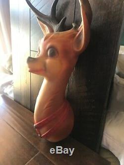 RARE Vintage CHRISTMAS Reindeer Lighted Wall Mount Blow Mold 1958 Mold Craft