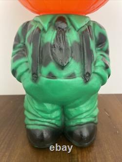 RARE Vintage Mr. Blinky Farmer Jack O Lantern Blow Mold Halloween With Hat