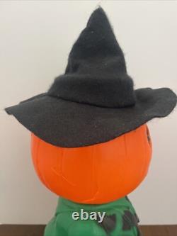 RARE Vintage Mr. Blinky Farmer Jack O Lantern Blow Mold Halloween With Hat