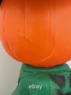 RARE Vintage Mr. Blinky Farmer Jack O Lantern Blow Mold Halloween With Hat