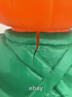 RARE Vintage Mr. Blinky Farmer Jack O Lantern Blow Mold Halloween With Hat