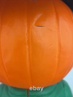 RARE Vintage Mr. Blinky Farmer Jack O Lantern Blow Mold Halloween With Hat